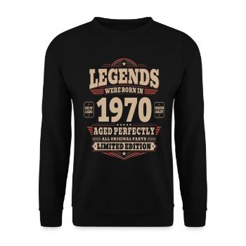 56th Birthday Gift Husband 1970's Vintage Retro - Unisex Sweatshirt - black - Front - Alina (178cm) & Michal (187cm)