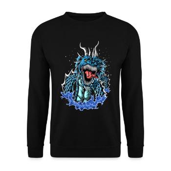 Wasserdrachen-Elementar-Grafik - Unisex Pullover - Schwarz - Vorne - Alina (178cm) & Michal (187cm)