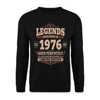 Cadeau pour 50 ans Mari 1976 Vintage Rétro - Sweat-shirt Unisexe - noir - Devant - Alina (178cm) & Michal (187cm)
