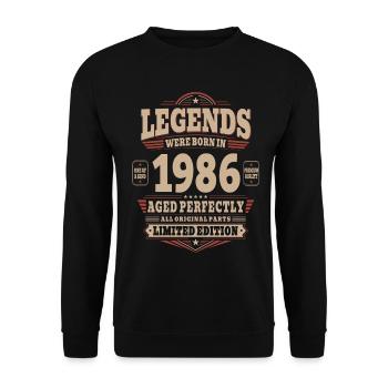 40th Birthday Gift Husband 1986 Vintage Retro - Unisex Sweatshirt - black - Front - Alina (178cm) & Michal (187cm)
