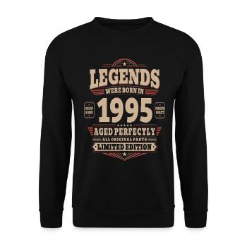 30th Birthday Gift Husband 1995 Vintage Retro - Unisex Sweatshirt - black - Front - Alina (178cm) & Michal (187cm)