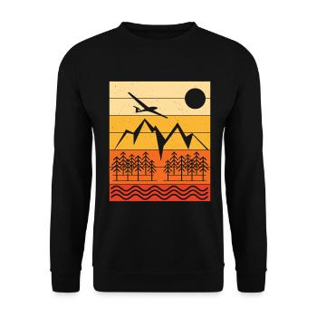 Segelflug Landschaft Design Sunset - Unisex Pullover - Schwarz - Vorne - Alina (178cm) & Michal (187cm)
