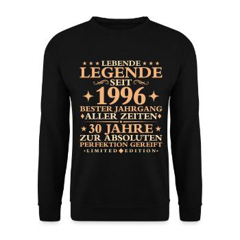 1996 Baujahr Geburtstag Vintage 30 Jahre - Unisex Pullover - Schwarz - Vorne - Alina (178cm) & Michal (187cm)