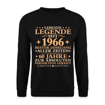 1966 Baujahr Geburtstag Vintage 60 Jahre - Unisex Pullover - Schwarz - Vorne - Alina (178cm) & Michal (187cm)