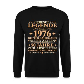 1976 Baujahr Geburtstag Vintage 50 Jahre - Unisex Pullover - Schwarz - Vorne - Alina (178cm) & Michal (187cm)