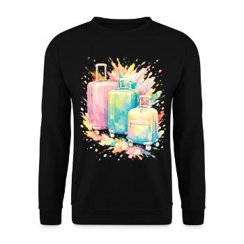 Reisekoffer Pastel Colour Splash Art - Unisex Pullover - Schwarz - Vorne - Alina (178cm) & Michal (187cm)
