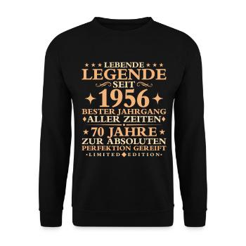 1956 Baujahr Geburtstag Vintage 70 Jahre - Unisex Pullover - Schwarz - Vorne - Alina (178cm) & Michal (187cm)