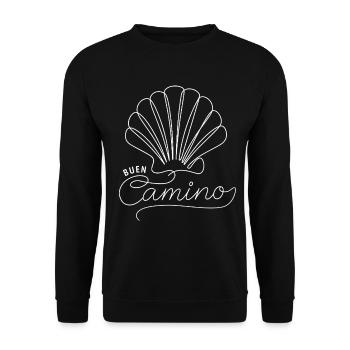 Buen Camino | Jakobsmuschel, Pilger, Santiago - Unisex Pullover - Schwarz - Vorne - Alina (178cm) & Michal (187cm)