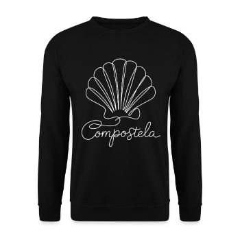 Compostela | Jakobsmuschel, Pilger, Santiago - Unisex Pullover - Schwarz - Vorne - Alina (178cm) & Michal (187cm)