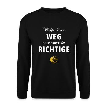 Camino - Der richtige Weg | Jakobsweg, Pilger, - Unisex Pullover - Schwarz - Vorne - Alina (178cm) & Michal (187cm)