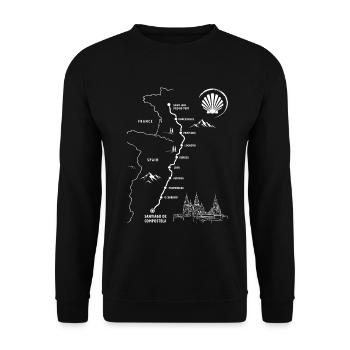 Pilgern Jakobsweg | Camino | Frankreich Spanien - Unisex Pullover - Schwarz - Vorne - Alina (178cm) & Michal (187cm)