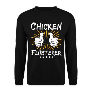 Chicken Spruch - Unisex Pullover - Schwarz - Vorne - Alina (178cm) & Michal (187cm)