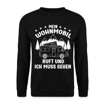 Mein Wohnmobil ruft und ich muss gehen Camping - Unisex Pullover - Schwarz - Vorne - Alina (178cm) & Michal (187cm)