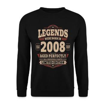 18th Birthday Gift Husband 2008 Vintage Retro - Unisex Sweatshirt - black - Front - Alina (178cm) & Michal (187cm)