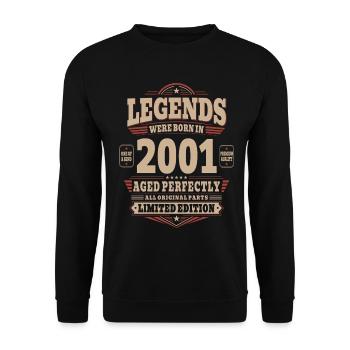 Cadeau pour 25 ans : mari 2001 Vintage Rétro - Sweat-shirt Unisexe - noir - Devant - Alina (178cm) & Michal (187cm)