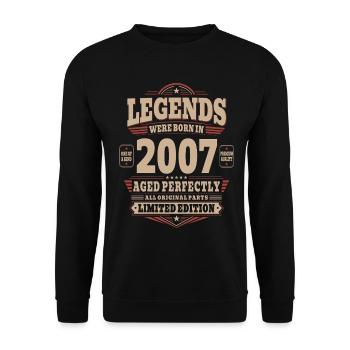 19th Birthday Gift Husband 2007 Vintage Retro - Unisex Sweatshirt - black - Front - Alina (178cm) & Michal (187cm)