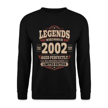 24th Birthday Gift Husband 2002 Vintage Retro - Unisex Sweatshirt - black - Front - Alina (178cm) & Michal (187cm)