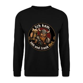 Wikinger Bier Spruch - Unisex Pullover - Schwarz - Vorne - Alina (178cm) & Michal (187cm)