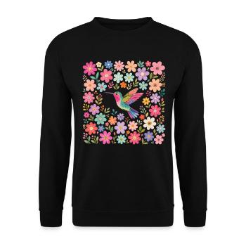 Hummingbird Flowers Bird Watcher - Unisex Sweatshirt - black - Front - Alina (178cm) & Michal (187cm)