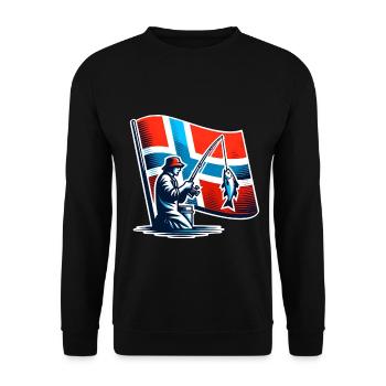 Norway Angler Motif - Unisex Sweatshirt - black - Front - Alina (178cm) & Michal (187cm)