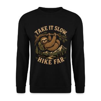 Take It Slow Hike Far Sloth - Unisex Sweatshirt - black - Front - Alina (178cm) & Michal (187cm)