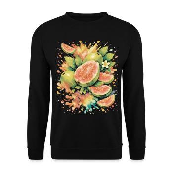 Tropical Guava Exotic Fruit Splash Art - Unisex Sweatshirt - black - Front - Alina (178cm) & Michal (187cm)