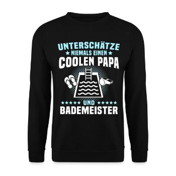 Bademeister Papa Schwimmmeister - Unisex Pullover - Schwarz - Vorne - Alina (178cm) & Michal (187cm)