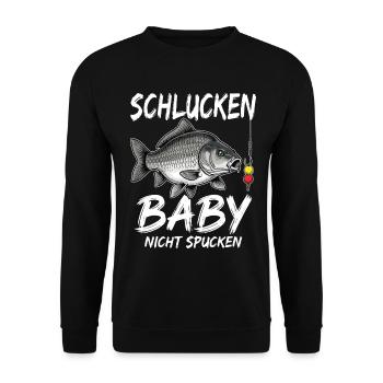 Schlucken Baby Nicht Spucken - Unisex Pullover - Schwarz - Vorne - Alina (178cm) & Michal (187cm)