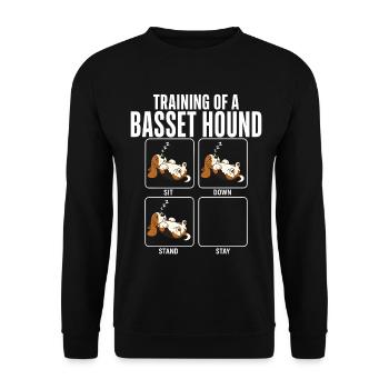 Humour sur l’entraînement des races de chiens Basset Hound - Sweat-shirt Unisexe - noir - Devant - Alina (178cm) & Michal (187cm)