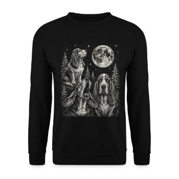 Funny Basset Hound Dog Breed Moon - Unisex Sweatshirt - black - Front - Alina (178cm) & Michal (187cm)