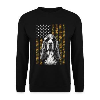 Basset Hound Dog US Flag Camo - Unisex Sweatshirt - black - Front - Alina (178cm) & Michal (187cm)