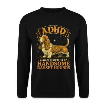 Lustige Basset-Hunderasse ADHS - Unisex Pullover - Schwarz - Vorne - Alina (178cm) & Michal (187cm)