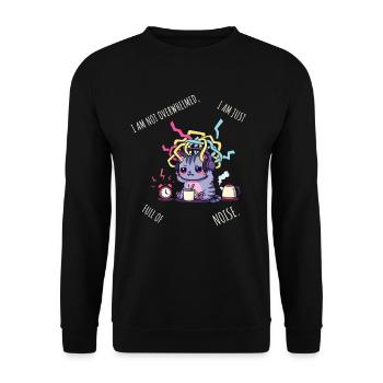 Plein de bruit – Chat Surcharge Sensorielle - Sweat-shirt Unisexe - noir - Devant - Alina (178cm) & Michal (187cm)