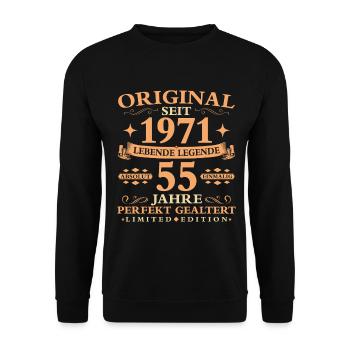 Geburtstag 55 Jahre Baujahr 1971 - Unisex Pullover - Schwarz - Vorne - Alina (178cm) & Michal (187cm)