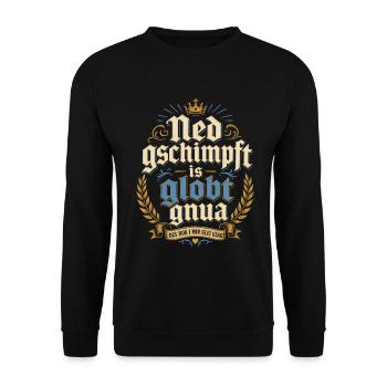 Bayerischer Volksfest Spruch - Unisex Pullover - Schwarz - Vorne - Alina (178cm) & Michal (187cm)