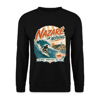 Nazaré Surfen - Unisex Pullover - Schwarz - Vorne - Alina (178cm) & Michal (187cm)