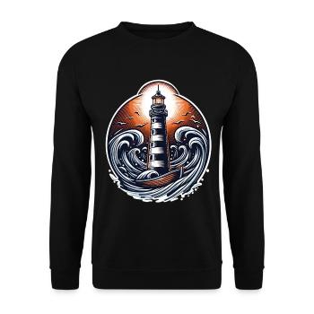 lighthouse - Unisex Sweatshirt - black - Front - Alina (178cm) & Michal (187cm)