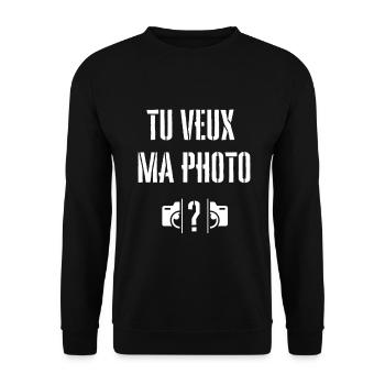 Tu veux ma photo ? - Sweat-shirt Unisexe - noir - Devant - Alina (178cm) & Michal (187cm)