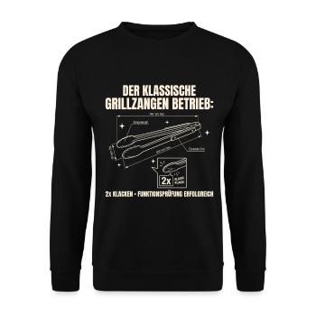 Grillzangen Betrieb Zwei Mal Klacken - Unisex Pullover - Schwarz - Vorne - Alina (178cm) & Michal (187cm)
