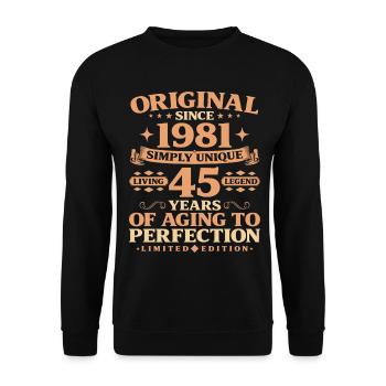 Original since 1981 Vintage 45th Birthday - Unisex Sweatshirt - black - Front - Alina (178cm) & Michal (187cm)
