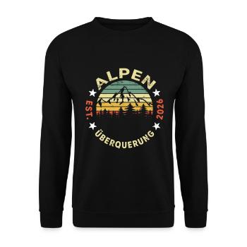 Alpen Überquerung 2026 Dein Name personalisiert - Unisex Pullover - Schwarz - Vorne - Alina (178cm) & Michal (187cm)