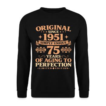 Original since 1951 Vintage 75th Birthday - Unisex Sweatshirt - black - Front - Alina (178cm) & Michal (187cm)