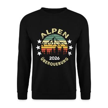 Alpen Überquerung 2026, Alpenüberquerung - Unisex Pullover - Schwarz - Vorne - Alina (178cm) & Michal (187cm)