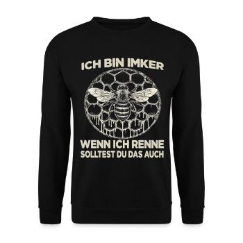 Imker Biene Fan Motiv Bienenzüchter - Unisex Pullover - Schwarz - Vorne - Alina (178cm) & Michal (187cm)