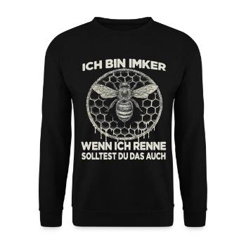 Imkereibedarf Imker Zubehör Bienen Wabenmuster  - Unisex Pullover - Schwarz - Vorne - Alina (178cm) & Michal (187cm)
