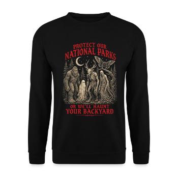 Cryptid Protect Our National Parks - Unisex Sweatshirt - black - Front - Alina (178cm) & Michal (187cm)