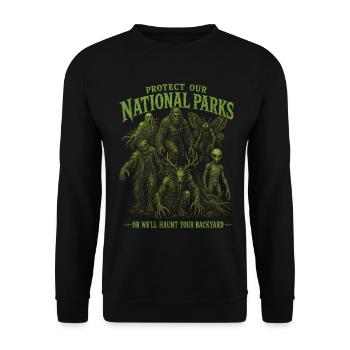 Cryptid Protect Our National Parks - Unisex Sweatshirt - black - Front - Alina (178cm) & Michal (187cm)