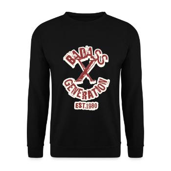 Badass Generation X 1980 - Unisex Pullover - Schwarz - Vorne - Alina (178cm) & Michal (187cm)
