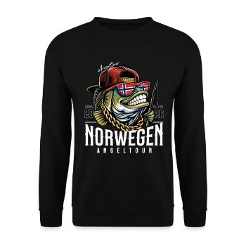 Norwegen Angeltour 2026 - Unisex Pullover - Schwarz - Vorne - Alina (178cm) & Michal (187cm)