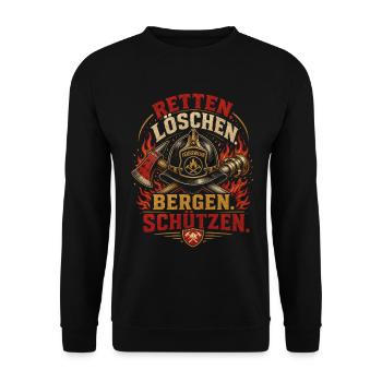 Feuerwehr - Unisex Pullover - Schwarz - Vorne - Alina (178cm) & Michal (187cm)